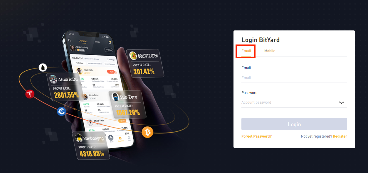 How to Login and start Trading Crypto at BitYard